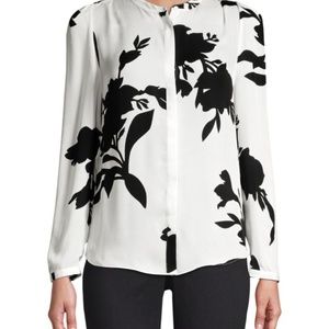 Joie Kayvan Silk Print Long-Sleeve Blouse
